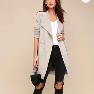 Lulu’s Great Adventure Light Grey Suede Jacket
